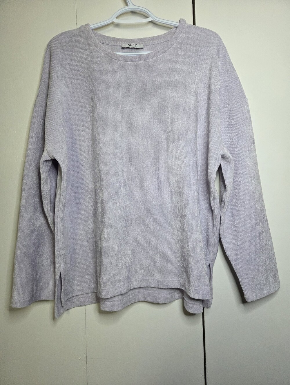 SUZY Shier Women's XL Light Purple Soft Knit Crewneck Sweater